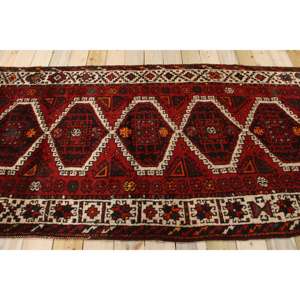 Tapis turc vintage 4x7,8 pieds, tapis d'intérieur, tapis en laine rouge et blanc à motifs floraux - Product Image 2