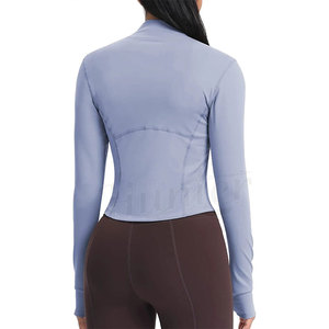 Gimnasio de las mujeres Fitness Zip-Up Training Track Sport Chaquetas Cropped Workout Yoga Sets Gym Workout Top con capucha - Product Image 5
