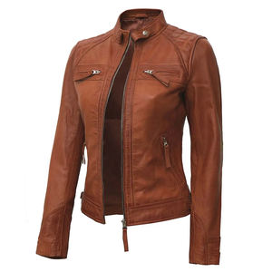 Haute Qualité Femmes Hiver Solide Couleur Stand En Cuir Fermeture Éclair Manteau Veste Manteau Femmes Manteaux À Manches Longues De Base Vestes - Product Image 2