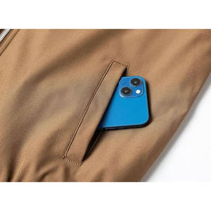 แจ็กเก็ตบอมเบอร์คอจีนแบบปิดซิประบายอากาศได้แจ็คเก็ตแบบเปิดปิดได้สีล้วนสำหรับฤดูหนาว - Product Image 3