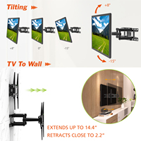 Support mural pour téléviseur 32-70 pouces en acier laminé à froid, entièrement articulé avec bras double inclinable et pivotant, capacité de charge de 35 kg