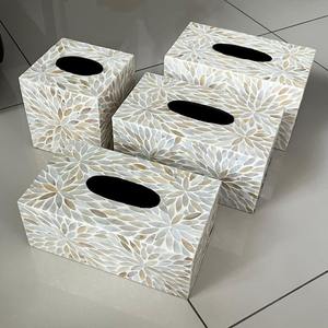 Boîte à mouchoirs en os incrusté faite à la main, accessoire décoratif de luxe pour la maison - Product Image 4