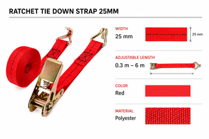 Logistics <b>Cargo</b> Securement Heavy Duty Ratchet Tie Down Strap Polyester 25mm 800kg Hook OEM Factory Direct Supply Service - Product Image 4