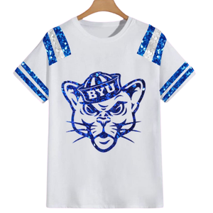 Camisetas Boxy Fit para mujer, camisetas de moda personalizadas informales para el día del juego, camisetas con múltiples motivos de lentejuelas para mujer, camisetas de alta calidad - Product Image 3