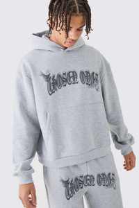 Ensemble de survêtement unisexe noir d'hiver 2025, élégant, XXL/XL, surdimensionné, confortable, 100% coton, avec poche kangourou, sweat-shirt à capuche et pantalon de jogging imprimé - Product Image 6