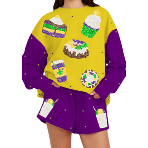 ชุดสั้นมาร์ดิกราส์แฟชั่นสำหรับผู้หญิงดีไซน์สีสันสดใสเหมาะสำหรับปาร์ตี้วันหยุด | ดีไซน์ประดับเลื่อมเฉพาะบุคคล - Product Image 6