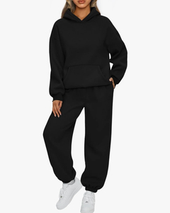 Conjunto Deportivo Informal de Invierno, Color Sólido, Sudadera con Capucha y Pantalones Largos, Diseño Holgado, 2 Piezas, Venta al Por Mayor - Product Image 5