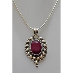 Colgante de Plata de Ley 925 facetado de rubí natural con cadena de serpiente, joyería de platino para mujeres y niñas, regalo de boda perfecto - Product Image 2