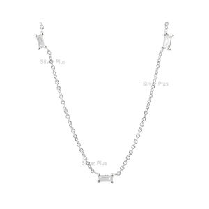 คอลเลกชันล่าสุด14K สร้อยคอทองคำแท้สร้อยคอเพชรบาแกตต์ธรรมชาติผู้ผลิตเครื่องประดับที่เรียบง่าย - Product Image 3