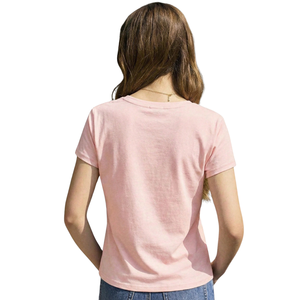 Camiseta informal de manga corta para mujer, cuello en V, algodón suave, bordado de lazo, Tops básicos ajustados, ropa de moda para uso diario de verano - Product Image 2