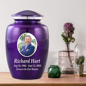 Urnes funéraires personnalisées avec photo pour cendres adultes, urnes funéraires personnalisées pour cendres humaines, fabriquées à la main, taille personnalisée, violet - Product Image 4