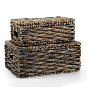 Boîtes en jacinthe d'eau tissées au prix du fabricant, boîte naturelle, conteneur, organisateur de maison et décoration - Product Image 1