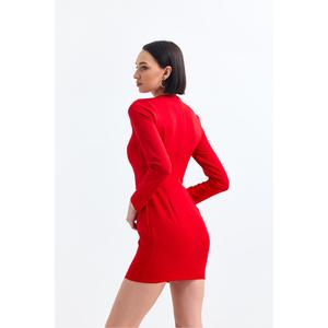 Mini abito rosso con collo a cuore