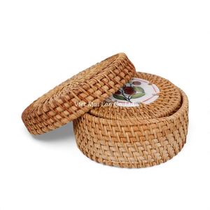 Natural Rattan <b>Coaster</b> Set With Matching Tray Handmade For Coffee Tea Serving And <b>Table</b> Organization - Product Image 3
