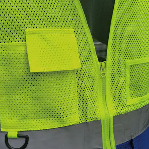 Chaleco reflectante de alta visibilidad personalizado con bolsillos para trabajo de seguridad, tono de poliéster - Product Image 2