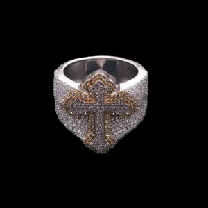 14k <b>Solid</b> White Gold Lab Grown Diamond Ring brilliant Round Cut Diamond Cross Shape Trendy VVS Clarity Elegant Ring for Women - Product Image 5