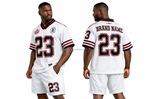 Maillots de football américain personnalisables à manches courtes, imprimés par sublimation, séchage rapide, respirants, vente en gros, maillots et pantalons d'entraînement - Product Image 4