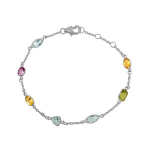 Trendy Classic Women's 925 <b>Sterling</b> <b>Silver</b> Blue Topaz Multi Stone Bezel Set <b>Bracelet</b>-Gift for Party Occasions - Product Image 1