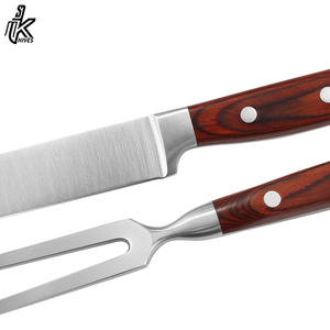 Manche en bois couteau et fourchette ensemble 2pcs ensemble BBQ couteau à découper ensemble - Product Image 3