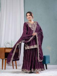 Elegante traje Sharara con bordado y secuencia de trabajo Ropa étnica perfecta para celebraciones festivas y funciones de boda - Product Image 2