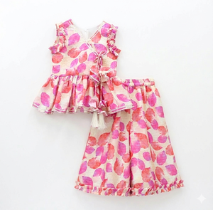 Ensemble Kurta Palazzo pour filles Shoryam Fashion, imprimé numérique rose, entièrement cousu, vêtements ethniques pour enfants, style indien pakistanais, fête d'été - Product Image 1