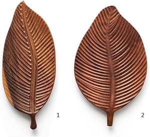 Venta al por mayor de bandeja de madera y forma de hoja para servir alimentos última bandeja de madera para utensilios de cocina y restaurantes de uso de la India - Product Image 3