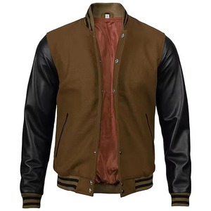 Men's Winter Varsity <b>Jackets</b> Custom Logo Stand Collar Front Logo <b>Long</b> Sleeve Casual - Product Image 1