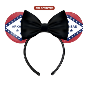 Custom Factory Order Headband-Made-to-Order Concept <b>Mouse</b> Ears Featuring the State Flag of Arkansas - Product Image 1