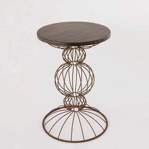 Modern <b>Wooden</b> Top <b>Side</b> <b>Table</b> Set with Black Metal Wire Base Sturdy Minimal Design Perfect Accent <b>for</b> <b>Living</b> <b>Room</b> Decor - Product Image 3