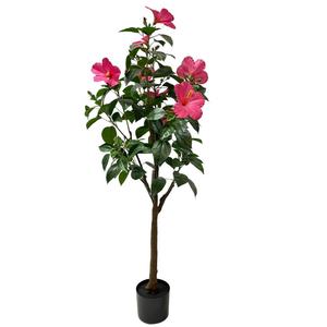 Hibiscus artificiel vert de style moderne fleurs tropicales plante écologique <span class=keywords><strong>taille</strong></span> personnalisable haute branche en plastique feuille bureau - Product Image 3