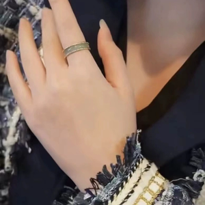 Anillo de piedras preciosas abierto Ajustable envuelto en oro de Jade Natural Vintage joyería de moda elegante para mujer - Product Image 4