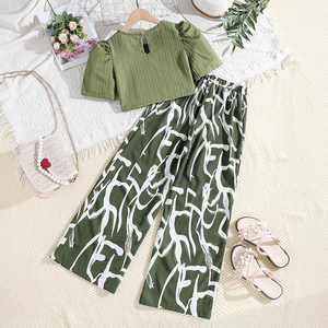 ชุดเสื้อผ้าสำหรับเด็กหญิงวัยหัดเดินพิมพ์โลโก้แบบกำหนดเองชุดเสื้อผ้าผ้าฝ้ายและกางเกงสำหรับเด็ก - Product Image 4