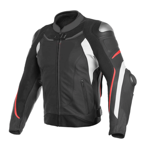 High Quality Men's Genuine Cowhide Leather Motorbike Jacket Black/Red High Performance Track Protection Winter Jacket Windproof - Product Image 1