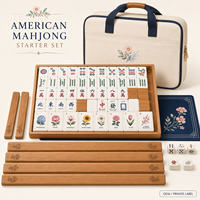 Jeu de Mahjong Américain Personnalisé pour Débutants, 166 Tuiles en Acrylique pour 4 Joueurs avec Supports, Poussoirs et Sac de Transport, Vente en Gros OEM