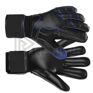 Guantes de Portero de Fútbol con Diseño Personalizado en Negro y Azul, Logotipo Personalizado Profesional, Cuero, Protección Ajustable para los Dedos - Product Image 5