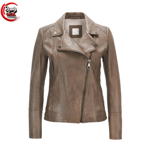 2025 veste en cuir PU à manches longues pour femmes veste de moto avec fermetures à glissière respirant coton rempli brut traité - Product Image 1