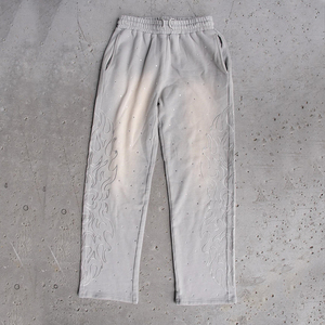 Pantalons de survêtement personnalisés vintage avec logo brodé délavé au soleil Pantalons de survêtement en coton épais pour hommes Style décontracté avec service OEM - Product Image 4