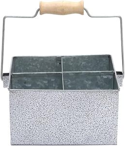 โลหะชุบสังกะสี 4 ช่องช้อนส้อม Handle บ้านครัวร้านอาหารตะกร้าเสิร์ฟปิกนิก Caddy - Product Image 3