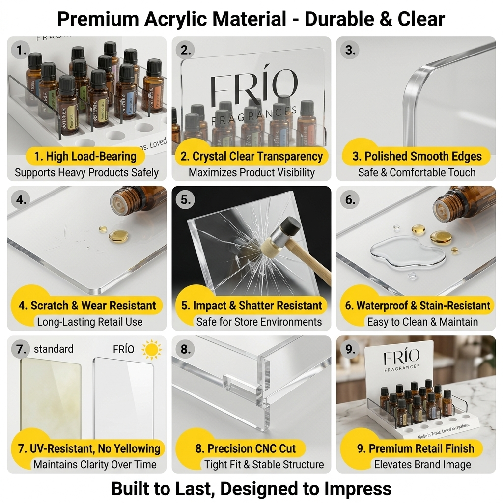 Wholesale Custom Acrylic Countertop Perfume Essential Oil Display Stand Retail Cosmetic Skincare Organizer Tray — view 5