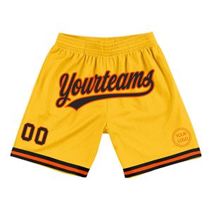 Industrie Direct Engro Sportswear Basketball Shorts Custom Gold Black-Orange Authentic Throwback Basketball Shorts - Product Image 1