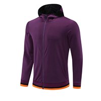 Jaket Training Sepak Bola Berkerudung Resleting Penuh 100% Poliester, Cepat Kering, Pakaian Olahraga, Ukuran Reguler, Pakaian Tim, Outdoor