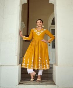 Estilo indio pakistaní Salwar kameez listo para damas traje de algodón cosido vestidos de mujer elegantes - Product Image 6