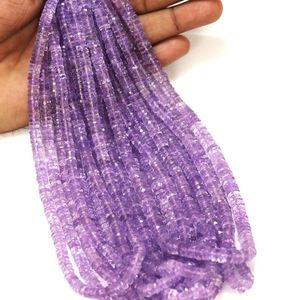 High Quality 16 Inches Pink Amethyst <b>Heishi</b> <b>Beads</b> Natural Loose Gemstones with Smooth Tyre Design Quality Amethyst Gemstone - Product Image 4