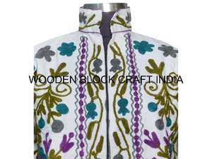 Chaqueta Corta de Verano para Mujer, Tejida, Transpirable, 100% Algodón, Acolchada, Bordada a Mano con Tela Suzani, Estilo Elegante - Product Image 3