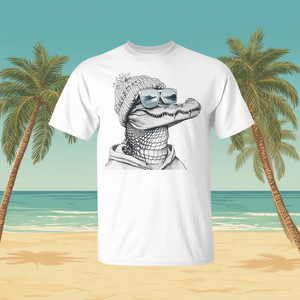 T-shirt Alligator Crocodile avec lunettes de soleil, style rétro vintage, cool et décontracté - Product Image 3
