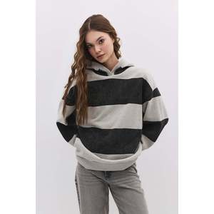 Sudadera de Cuello Redondo a Rayas para Uso Diario, 100% Algodón - Product Image 1