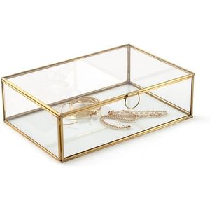 Vente chaude Nouveau Designer Fait À La Main En Laiton Verre Boîte À Bijoux Forme Carrée Taille Personnalisée En Métal PC Matériel De Stockage Carton Cueillette - Product Image 4