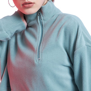 Sudadera con capucha de forro polar para mujer, estilo casual urbano, hombros caídos, transpirable, ecológica. - Product Image 4