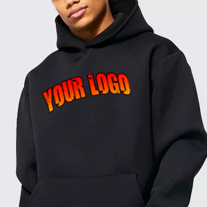100% coton hommes lourd bouffée impression pull à capuche noir automne Street Wear pull survêtements - Product Image 5