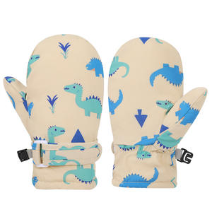 Gants de ski pour enfants imprimés de dessins animés, imperméables, épais, en polyester, pour sports d'hiver en plein air, fermeture à scratch, escalade sur glace - Product Image 3